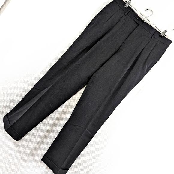 JOSEPH A. BANK! SMART CHARCOAL GRAY WOOL PLEATED FRONT, CUFFED SLACKS! SZ 36x30 - Picture 11 of 11